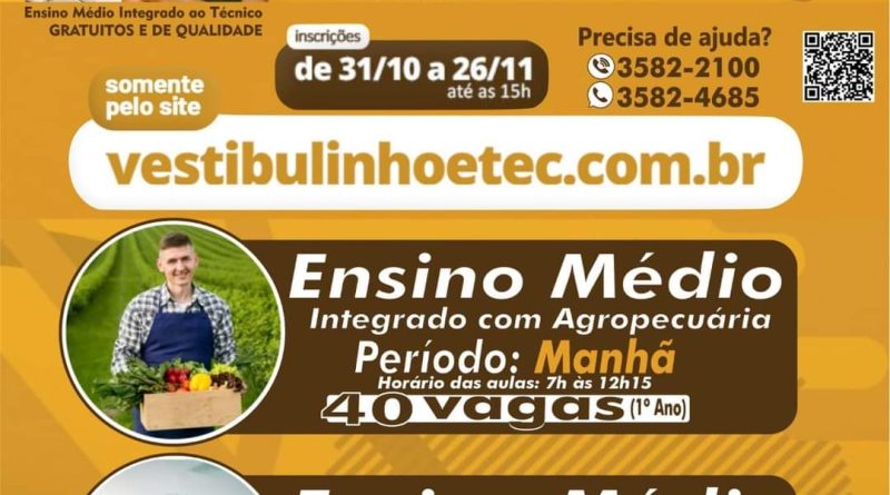 Inscrições Abertas para o Vestibulinho da ETEC Manoel dos Reis Araújo!